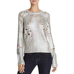 Sunset & Spring SZ S Iridescent Destroyed Sweater